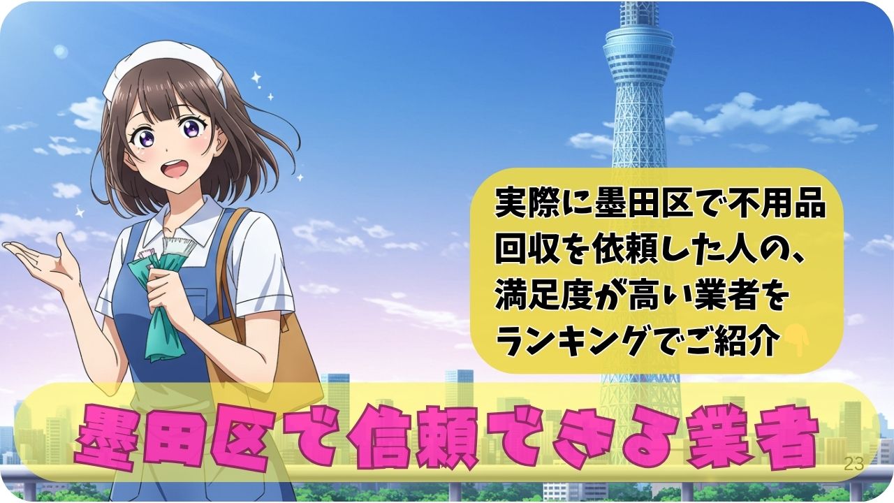 📈墨田区の不用品回収業者：利用者が選ぶ信頼業者TOP10